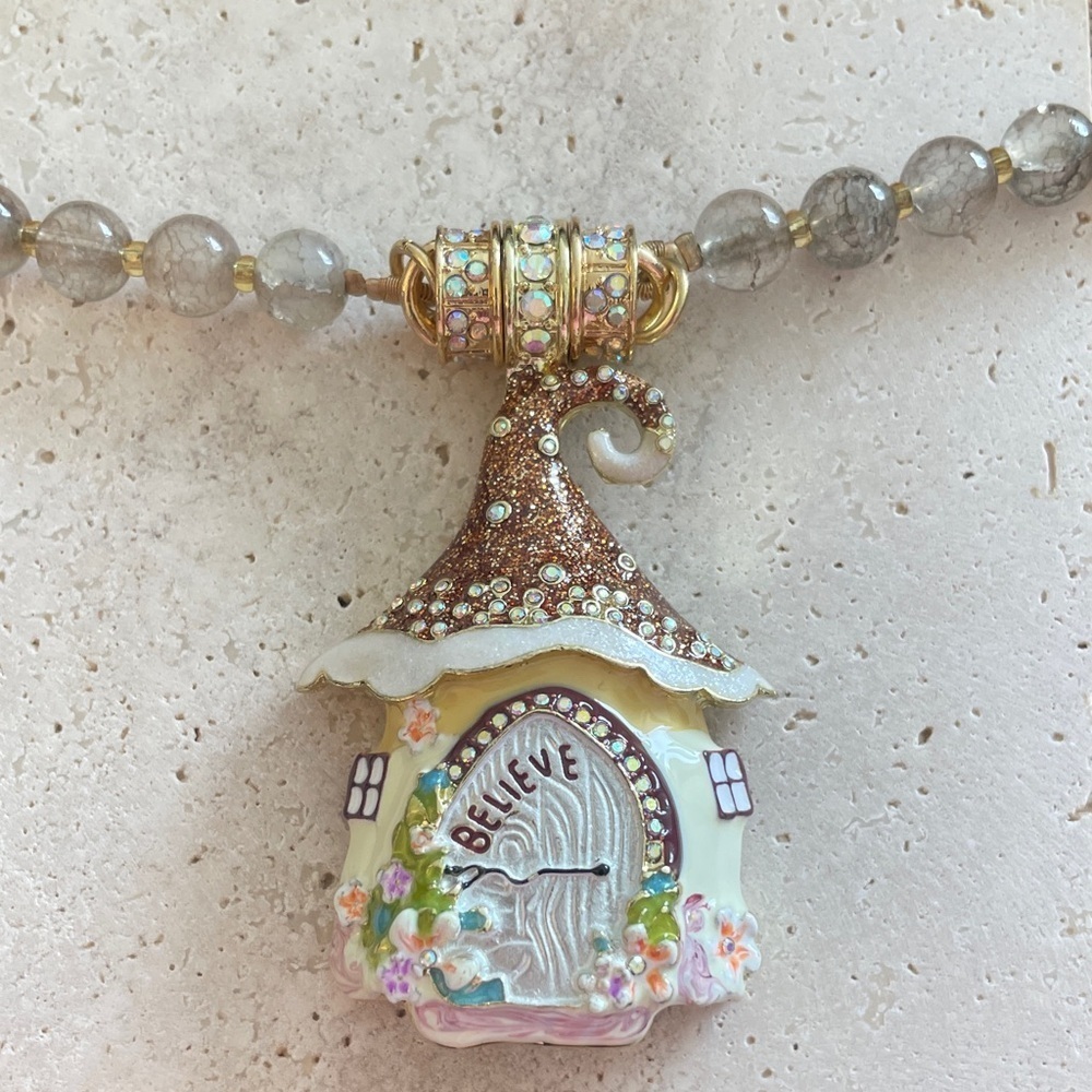 Kirks Folly Enchanted Cottage Necklace Fairy Door “Believe” Pendant Whimsical